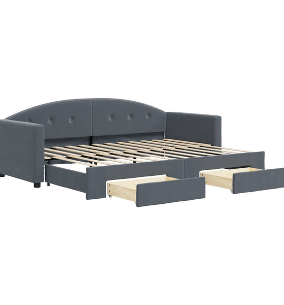 Tagesbett Ausziehbar mit Schubladen Dunkelgrau 80x200 cm Samt