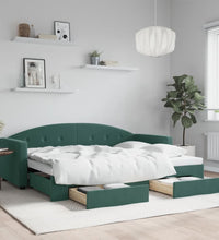 Tagesbett Ausziehbar mit Schubladen Dunkelgrün 80x200 cm Samt