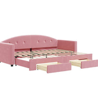 Tagesbett Ausziehbar mit Schubladen Rosa 80x200 cm Samt