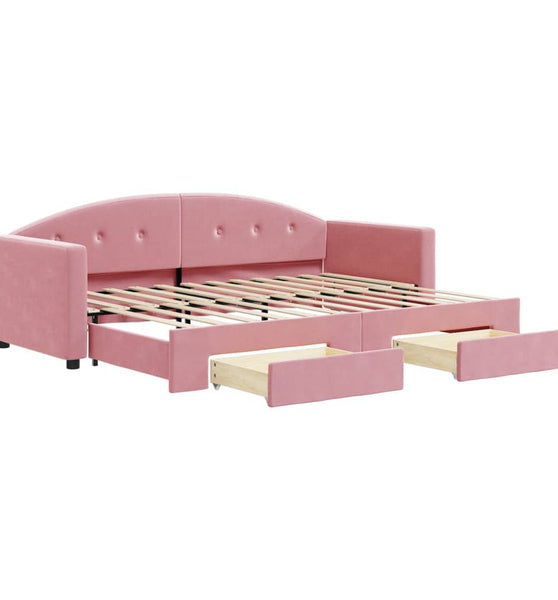 Tagesbett Ausziehbar mit Schubladen Rosa 80x200 cm Samt