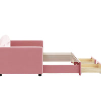Tagesbett Ausziehbar mit Schubladen Rosa 80x200 cm Samt