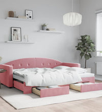 Tagesbett Ausziehbar mit Schubladen Rosa 80x200 cm Samt