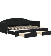Tagesbett Ausziehbar mit Schubladen Schwarz 80x200 cm Samt