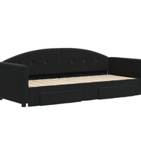 Tagesbett Ausziehbar mit Schubladen Schwarz 80x200 cm Samt