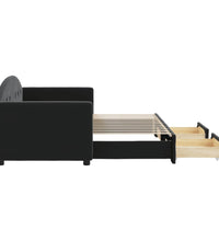 Tagesbett Ausziehbar mit Schubladen Schwarz 80x200 cm Samt