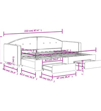 Tagesbett Ausziehbar mit Schubladen Schwarz 80x200 cm Samt