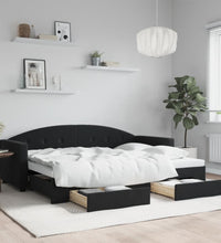 Tagesbett Ausziehbar mit Schubladen Schwarz 80x200 cm Samt
