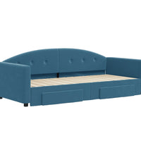 Tagesbett Ausziehbar mit Schubladen Blau 90x200 cm Samt