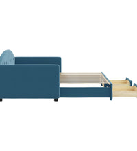 Tagesbett Ausziehbar mit Schubladen Blau 90x200 cm Samt