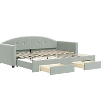 Tagesbett Ausziehbar mit Schubladen Hellgrau 90x200 cm Samt