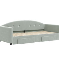 Tagesbett Ausziehbar mit Schubladen Hellgrau 90x200 cm Samt