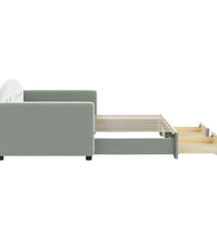 Tagesbett Ausziehbar mit Schubladen Hellgrau 90x200 cm Samt