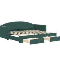 Tagesbett Ausziehbar mit Schubladen Dunkelgrün 90x200 cm Samt