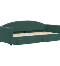 Tagesbett Ausziehbar mit Schubladen Dunkelgrün 90x200 cm Samt