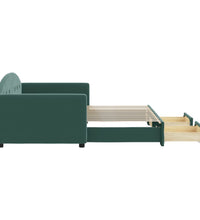 Tagesbett Ausziehbar mit Schubladen Dunkelgrün 90x200 cm Samt