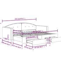 Tagesbett Ausziehbar mit Schubladen Rosa 90x200 cm Samt