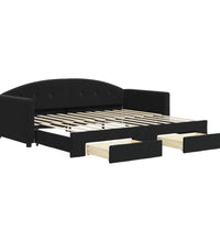 Tagesbett Ausziehbar mit Schubladen Schwarz 90x200 cm Samt