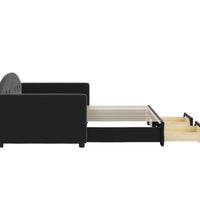 Tagesbett Ausziehbar mit Schubladen Schwarz 90x200 cm Samt