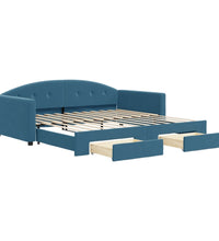 Tagesbett Ausziehbar mit Schubladen Blau 100x200 cm Samt