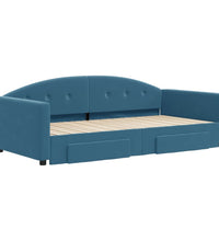 Tagesbett Ausziehbar mit Schubladen Blau 100x200 cm Samt