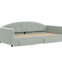 Tagesbett Ausziehbar mit Schubladen Hellgrau 100x200 cm Samt