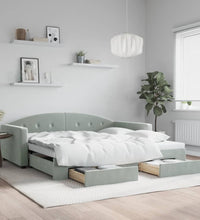 Tagesbett Ausziehbar mit Schubladen Hellgrau 100x200 cm Samt