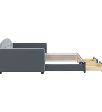 Tagesbett Ausziehbar mit Schubladen Dunkelgrau 100x200 cm Samt