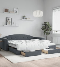 Tagesbett Ausziehbar mit Schubladen Dunkelgrau 100x200 cm Samt