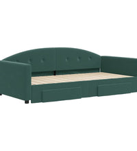 Tagesbett Ausziehbar mit Schubladen Dunkelgrün 100x200 cm Samt