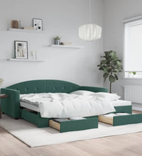 Tagesbett Ausziehbar mit Schubladen Dunkelgrün 100x200 cm Samt