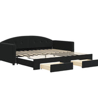 Tagesbett Ausziehbar mit Schubladen Schwarz 100x200 cm Samt