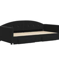 Tagesbett Ausziehbar mit Schubladen Schwarz 100x200 cm Samt