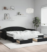 Tagesbett Ausziehbar mit Schubladen Schwarz 100x200 cm Samt