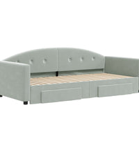 Tagesbett Ausziehbar mit Schubladen Hellgrau 90x190 cm Samt