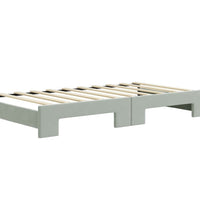 Tagesbett Ausziehbar mit Schubladen Hellgrau 90x190 cm Samt