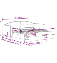 Tagesbett Ausziehbar mit Schubladen Hellgrau 90x190 cm Samt