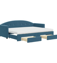 Tagesbett Ausziehbar mit Schubladen Blau 80x200 cm Samt