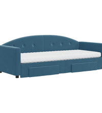 Tagesbett Ausziehbar mit Schubladen Blau 80x200 cm Samt