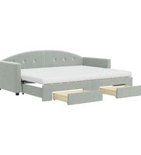 Tagesbett Ausziehbar mit Schubladen Hellgrau 80x200 cm Samt