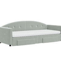 Tagesbett Ausziehbar mit Schubladen Hellgrau 80x200 cm Samt