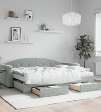 Tagesbett Ausziehbar mit Schubladen Hellgrau 80x200 cm Samt