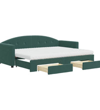 Tagesbett Ausziehbar mit Schubladen Dunkelgrün 80x200 cm Samt