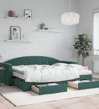 Tagesbett Ausziehbar mit Schubladen Dunkelgrün 80x200 cm Samt