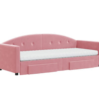 Tagesbett Ausziehbar mit Schubladen Rosa 80x200 cm Samt
