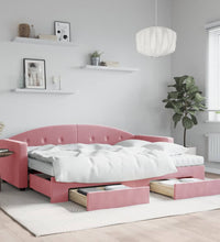 Tagesbett Ausziehbar mit Schubladen Rosa 80x200 cm Samt