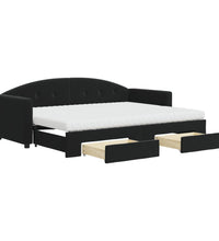 Tagesbett Ausziehbar mit Schubladen Schwarz 80x200 cm Samt