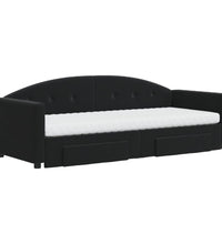 Tagesbett Ausziehbar mit Schubladen Schwarz 80x200 cm Samt
