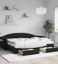 Tagesbett Ausziehbar mit Schubladen Schwarz 80x200 cm Samt