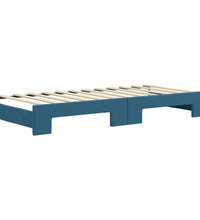 Tagesbett Ausziehbar mit Schubladen Blau 90x200 cm Samt