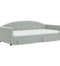 Tagesbett Ausziehbar mit Schubladen Hellgrau 90x200 cm Samt